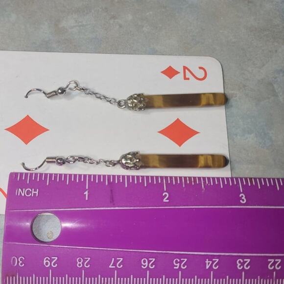 Fire From the Tigers Eye Hoop Dangle Earrings - Picture 8 of 8